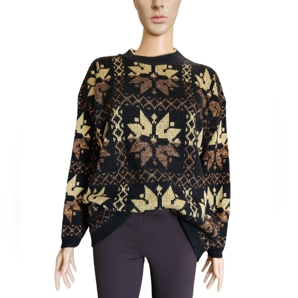 Vintage Metallic Knit Snowflake Sweater - Picture 6 of 7